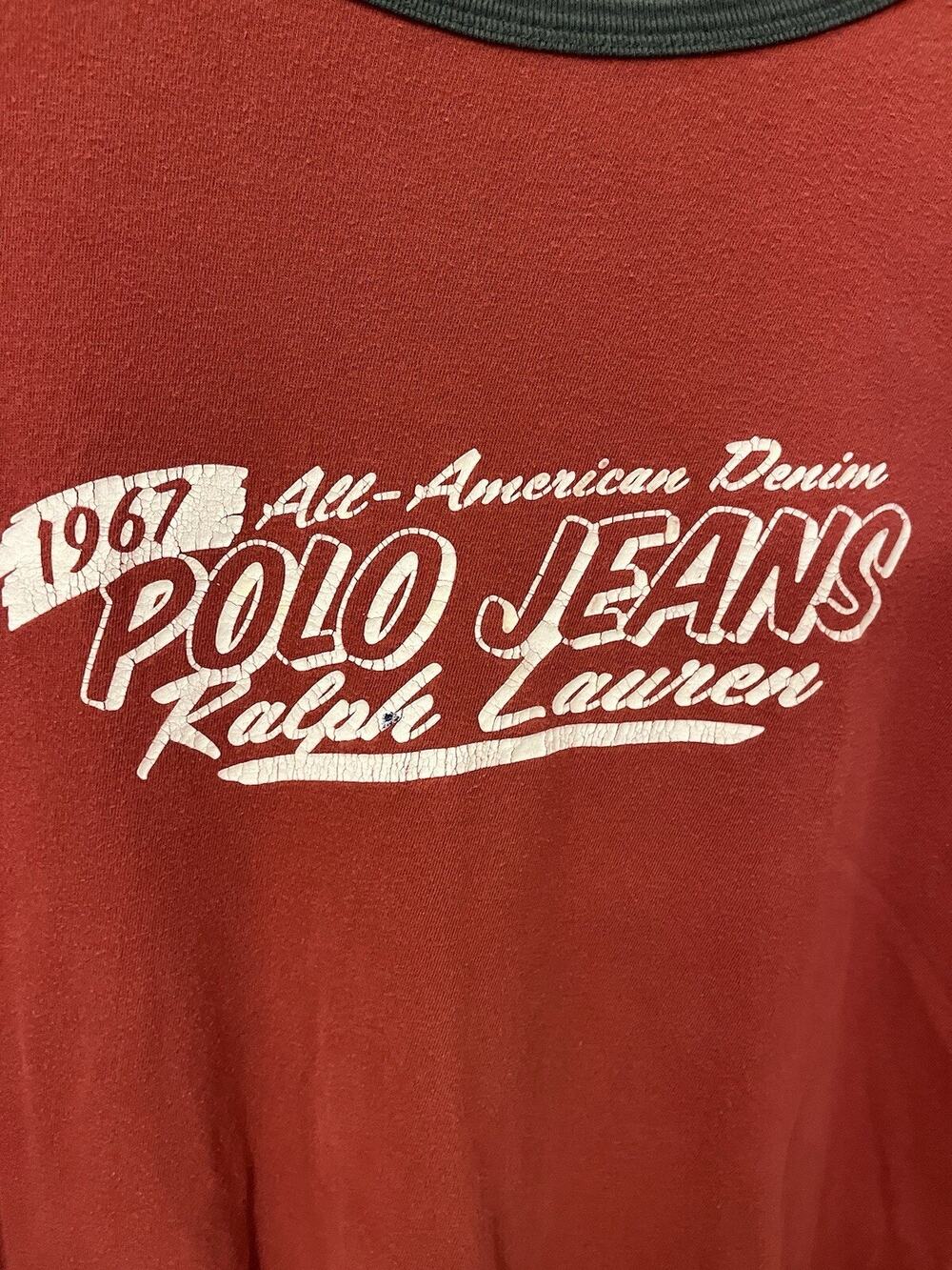 Vintage Polo Jeans Co Ralph Lauren T-Shirt Men's XXL Red Graphic Logo Y2K